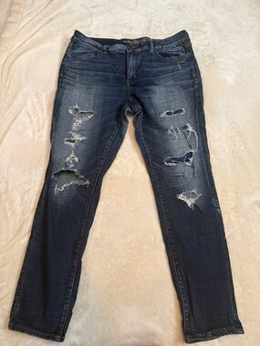 American Eagle Outfitters Dark Blue Distressed Skinny Jeans